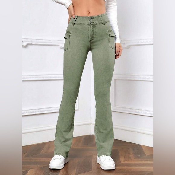 Olive Green Women's Jeans - Picture 4 of 10